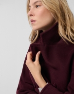 Long double-breasted coat in eggplant cloth