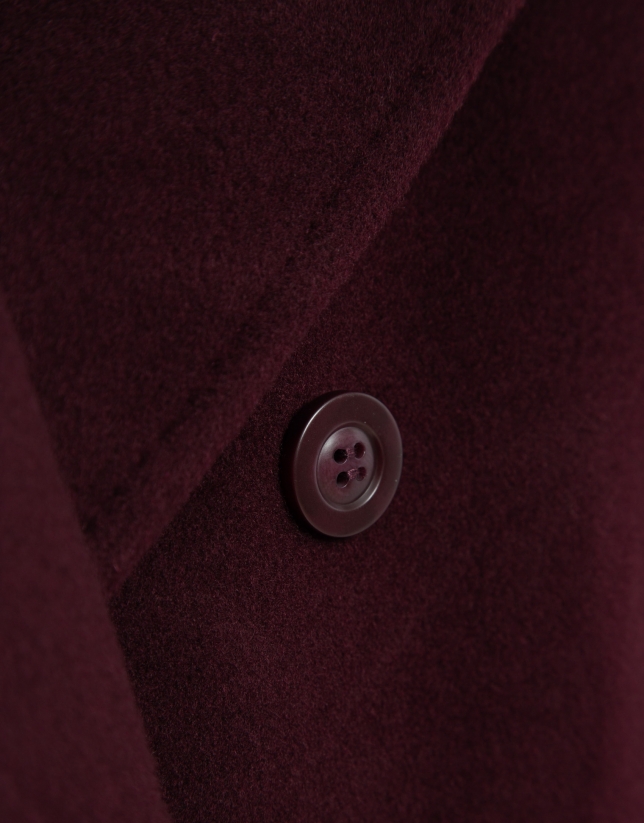 Long double-breasted coat in eggplant cloth