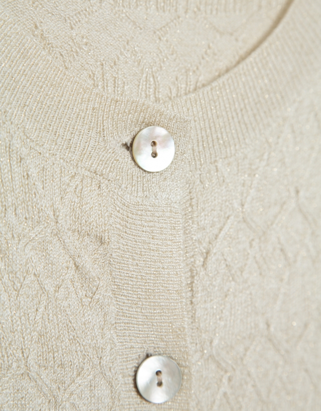 Beige fine gauge wool knit jacket