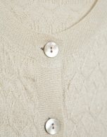 Chaqueta punto lana de galga fina beige