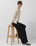 Beige fine gauge wool knit jacket
