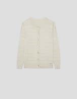 Beige fine gauge wool knit jacket