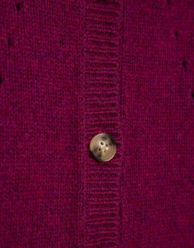 Aubergine wool jacket with openwork designs