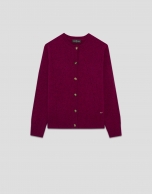Aubergine wool jacket with openwork designs