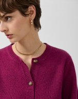 Aubergine wool jacket with openwork designs
