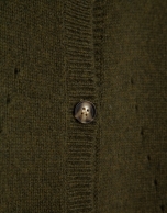 Green wool jacket with openwork patterns