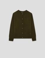 Green wool jacket with openwork patterns