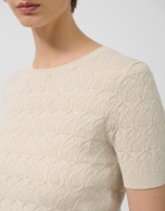 Camiseta manga corta punto lana de galga fina beige