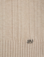 Jersey cuello subido canalé irregular beige