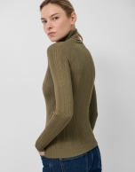 Jersey cuello subido canalé irregular verde