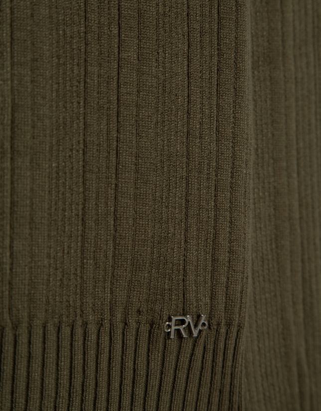 Jersey cuello subido canalé irregular verde