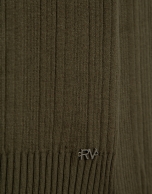 Green irregular ribbed high neck sweater