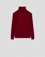 Jersey cuello subido canalé irregular burdeos