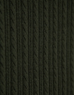 Long-sleeved green wool sweater with eights and lines