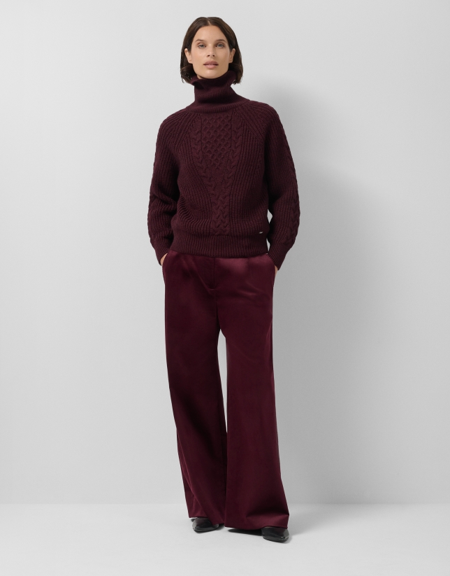 Red thick knitted sweater