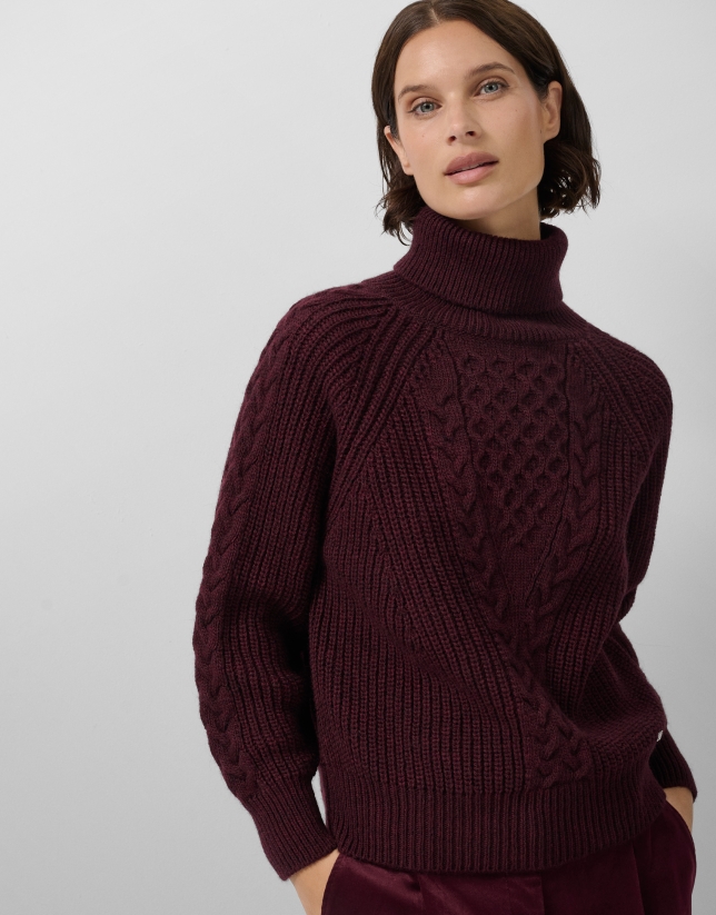 Red thick knitted sweater