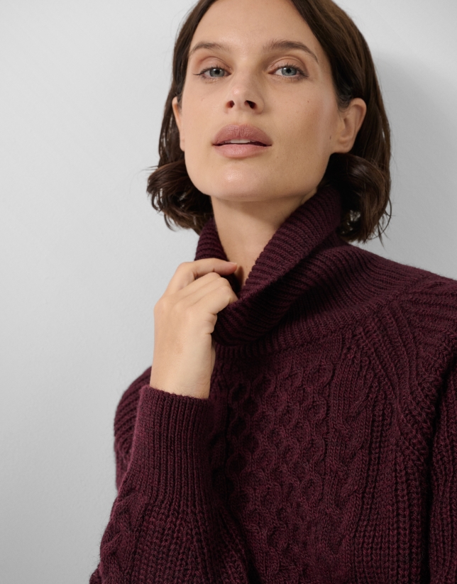 Red thick knitted sweater