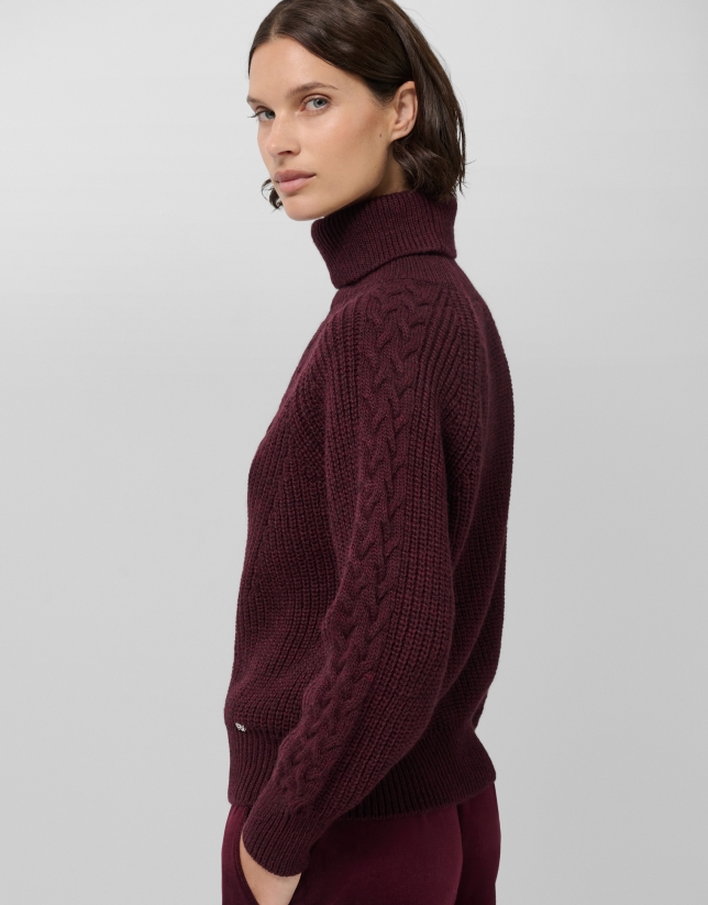 Red thick knitted sweater