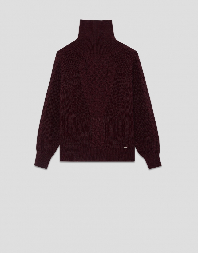 Red thick knitted sweater