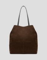 Megan Midi brown suede shopper bag