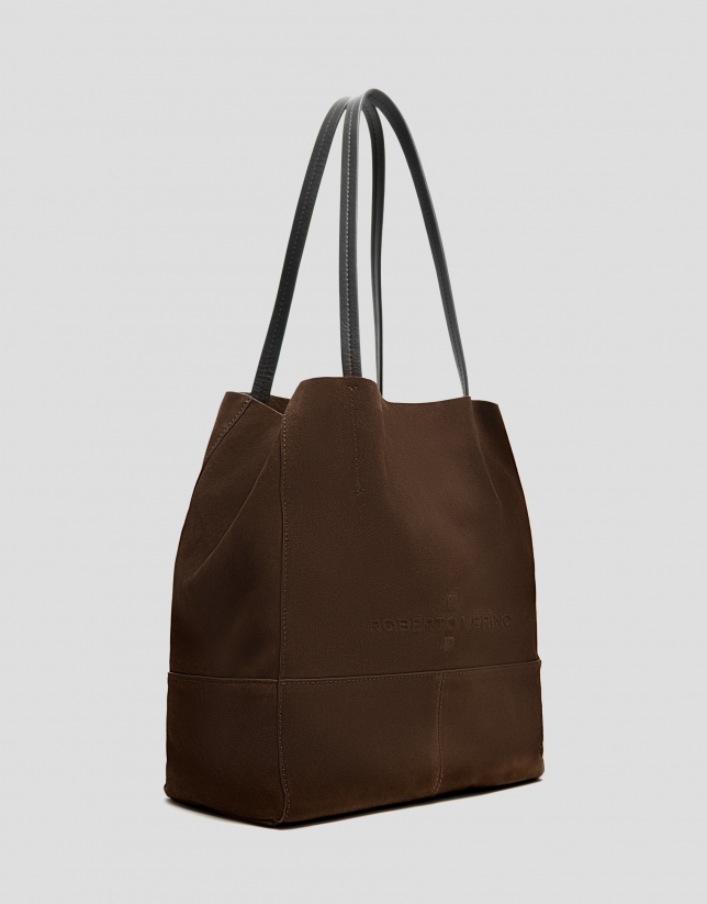 Megan Midi brown suede shopper bag