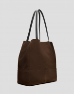 Megan Midi brown suede shopper bag