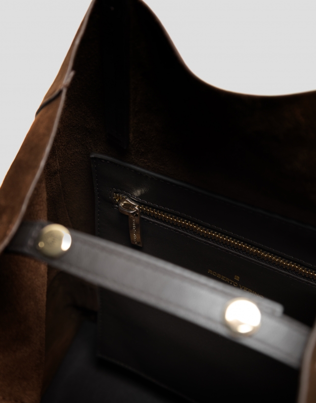 Megan Midi brown suede shopper bag