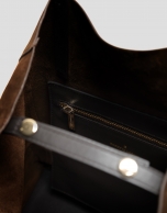 Megan Midi brown suede shopper bag