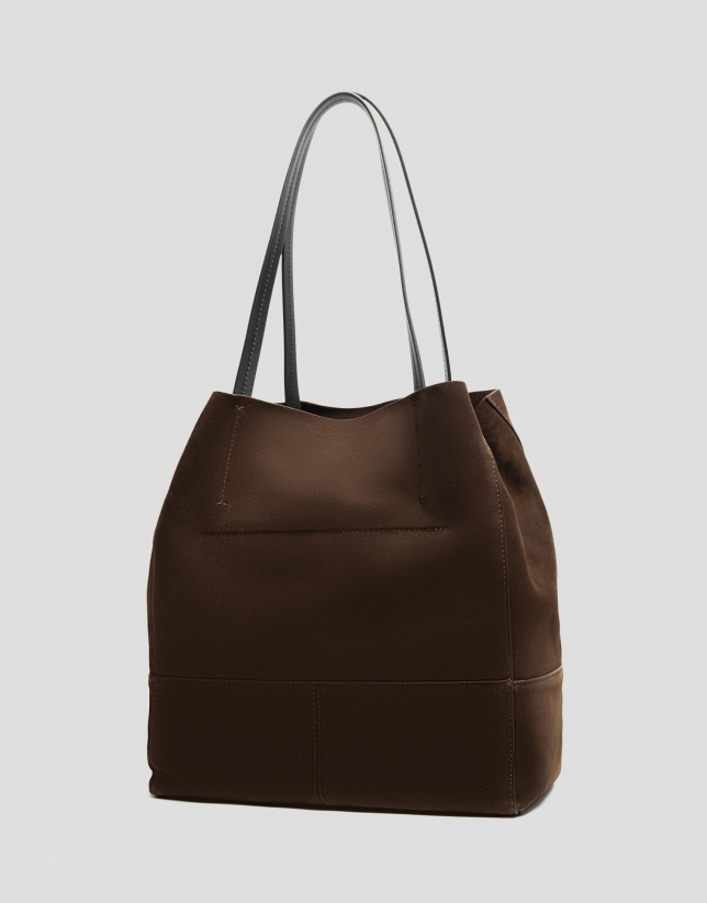 Megan Midi brown suede shopper bag