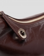 Margot Metal Midi Shoulder Bag in Burgundy Leather