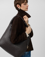 Paula Hobo Maxi Shoulder Bag in Brown Braided Leather