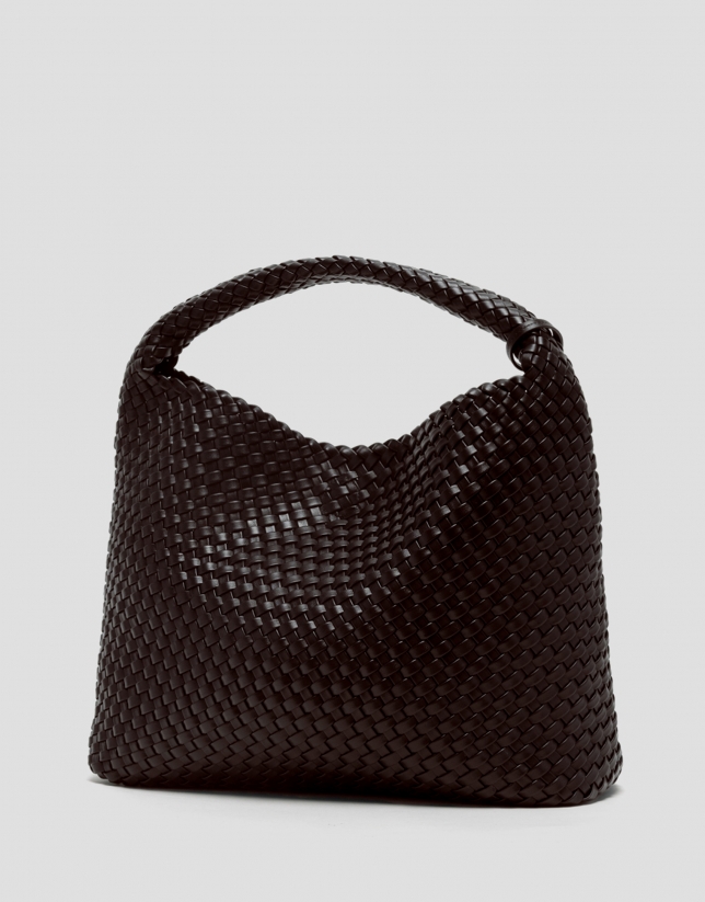 Paula Hobo Maxi Shoulder Bag in Brown Braided Leather