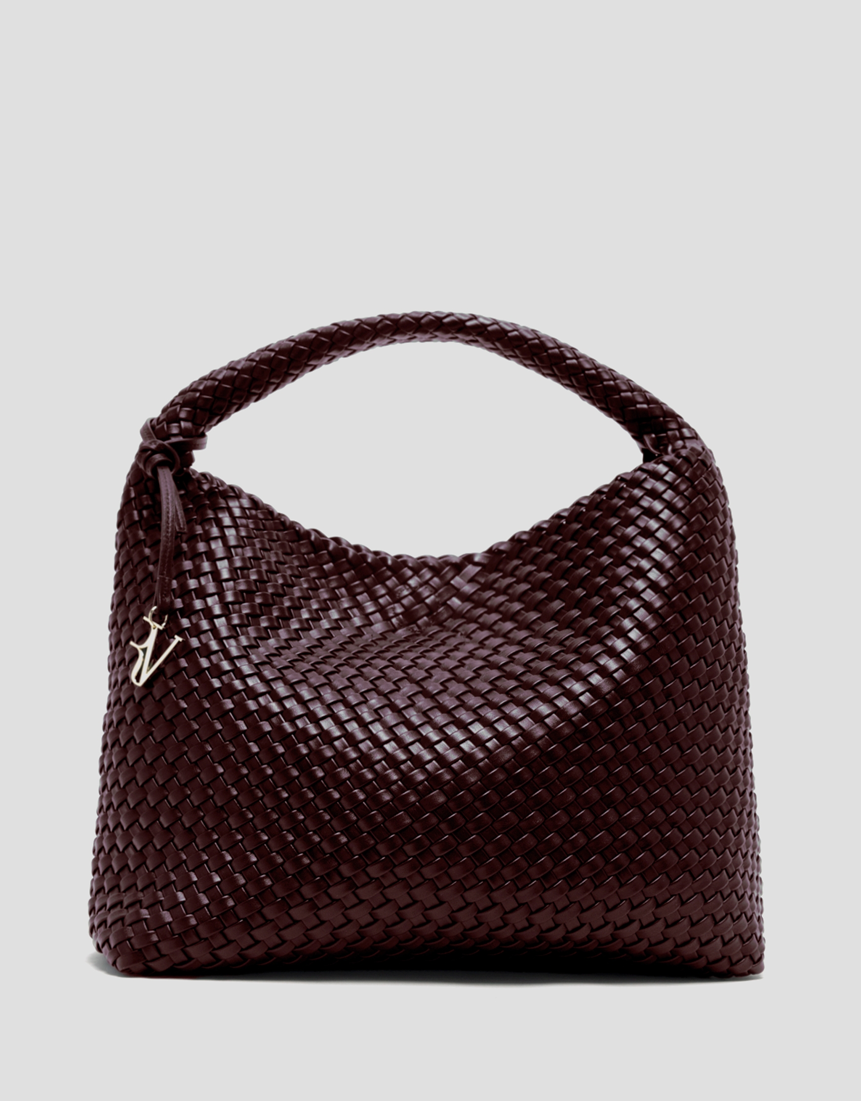 Maxi Paula Hobo shoulder bag in burgundy braided leather