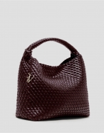 Maxi Paula Hobo shoulder bag in burgundy braided leather