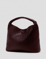 Maxi Paula Hobo shoulder bag in burgundy braided leather