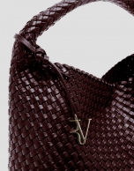 Maxi Paula Hobo shoulder bag in burgundy braided leather