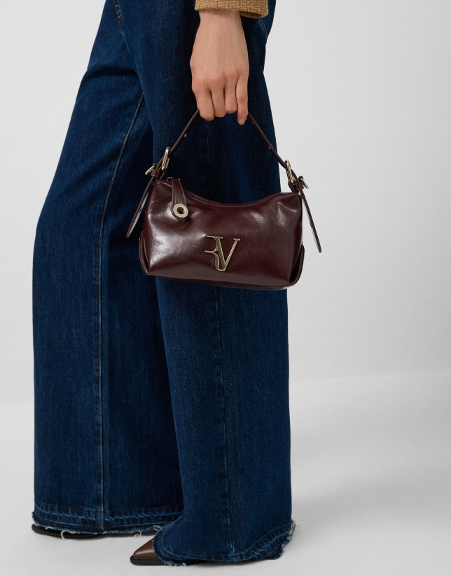 Margot Metal mini burgundy leather handbag
