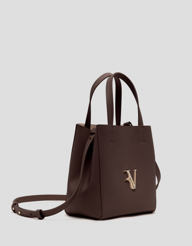 Bruna Tote Midi bag in brown leather