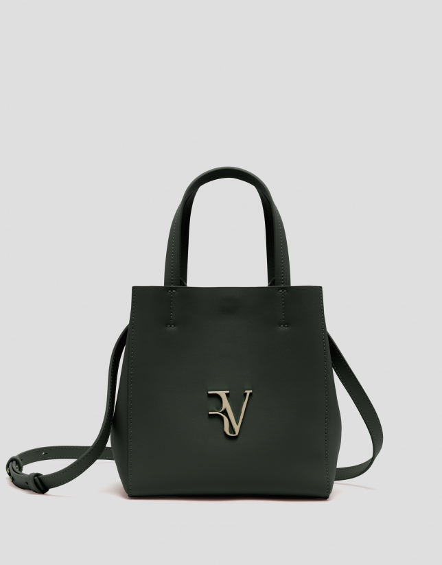 Bruna Tote Midi Bag in Green Leather