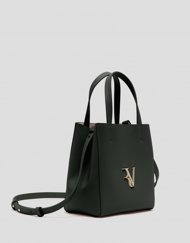 Bruna Tote Midi Bag in Green Leather