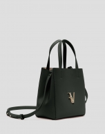Bruna Tote Midi Bag in Green Leather