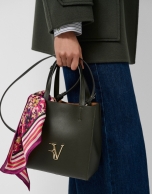 Bruna Tote Midi Bag in Green Leather