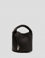 Bolso de mano Paula Hobo Midi piel trenzada marrón