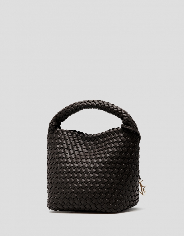 Paula Hobo Midi Handbag in Brown Braided Leather