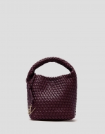 Paula Hobo Midi Handbag in Burgundy Braided Leather