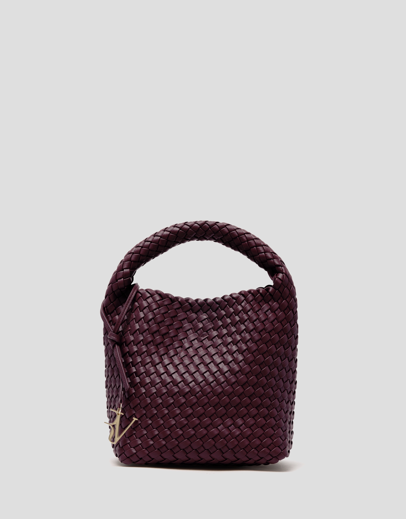 Paula Hobo Midi Handbag in Burgundy Braided Leather