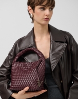 Paula Hobo Midi Handbag in Burgundy Braided Leather
