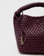 Paula Hobo Midi Handbag in Burgundy Braided Leather