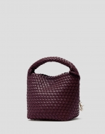 Paula Hobo Midi Handbag in Burgundy Braided Leather