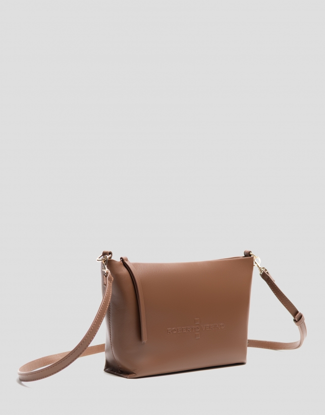 Megan Messenger camel leather shoulder bag